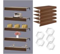 ACJSDGL 5 Pcs Wire Shelf Covers 37x18x2in Ready to Use,Faux Wood Shelf Covers for Wire Shelving,Rustic Closet Shelves Covering Toppers,for Pantry,Bathroom,Kitchen Walnut Color