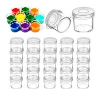 ACKKOR 25 Pezzi Vasetti per Vernice Vuoti con Coperchio, 10ml Mini Contenitori per Pittura Trasparenti in Plastica per Arte, Artigianato, Scuola e Progetti Fai-da-Te