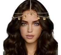 ACKKOR Catena per Capelli Dorata per Donna, Gioielli per la Testa Cleopatra, Accessori per Capelli da Festival, Gioielli Indiani, Accessori per Capelli quotidiani e per Feste