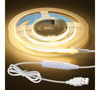 Aclorol Striscia LED COB da 0,5M 5V Dimmerabile USB Striscia Luminosa LED Luce Bianca Calda 3000K Nastro Luminoso Flessibile Larghezza 8mm con Autoadesivo per Retroilluminazione TV Sotto Armadio Scale
