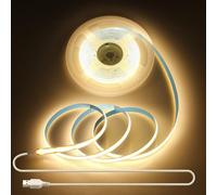 Aclorol Striscia LED COB da 5 V, luce bianca calda, 3000 K, flessibile, con connettore USB, 3 m, 960 LED, larghezza 8 mm, autoadesiva, per TV retroilluminazione, sotto mobili da cucina, soggiorno
