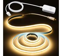 Aclorol Striscia LED COB Sensore di movimento 5V Alimentato USB 1M Bianco caldo 3000K Dimmerabile Movimento Attivato Auto ON/Off LED Nastro Con Cavo USB lungo 1.5M Dotless 320LED per Scale Sotto Letto