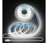 Aclorol Striscia LED COB USB 3M, luce bianca fredda, flessibile, illuminazione a LED, 320 LED/M, ad alta densità, con autoadesiva, per armadi sotto armadi da cucina, guardaroba, comodino