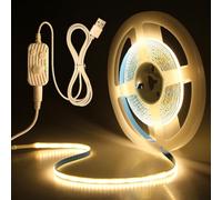 Aclorol Striscia LED COB USB da 5 V con sensore di movimento, 2 m, 640 LED, movimento dimmerabile, attivata automaticamente on/off, luci bianche calde COB flessibili per scale sotto il letto, armadio,