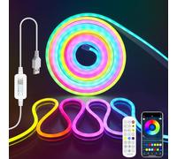 Aclorol Striscia LED neon 4 m, 5 V, musica Sync con controllo app, IP65, impermeabile, USB RGB+IC, neon LED, flessibile, per giochi, feste, camera da letto, giardino, fai da te, illuminazione