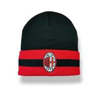 ACM 1899 AC Milan - Berretto Ufficiale in Maglia con Risvolto - Rosso/Nero con Stemma Cappello Invernale Unisex - Prodotto con Licenza