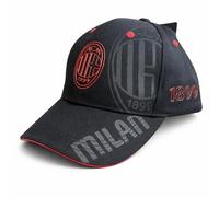 ACM 1899 AC Milan - Cappello Ufficiale in Cotone Rosso/Nero con Logo Modello Baseball con Visiera Curva e Regolabile - Prodotto con Licenza - 2024006