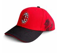 ACM 1899 AC Milan - Cappello Ufficiale in Cotone Rosso/Nero con Stemma Ricamato - Modello Baseball con Visiera Curva - Prodotto con Licenza