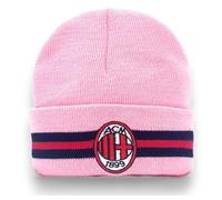 ACM 1899 Berretto AC Milan Ufficiale con Risvolto - Rosa con Banda rossonera e Stemma Taglia Unica Unisex - Prodotto con Licenza - 2023012