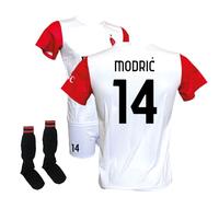 ACM 1899 Completo Maglia Bianca Modric 14 Pantaloncini Bianchi e Calzettoni, Replica Ufficiale 2025/2026, Adulto e Bambino (IT, Testo, S)