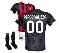 ACM 1899 Completo Maglia Personalizzabile Pantaloncini Bianchi e Calzettoni, Replica Ufficiale 2025/2026, Rossonera a Strisce, Adulto e Bambino (IT, età, 4 Anni)