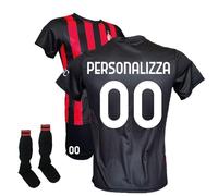 ACM 1899 Completo Maglia Personalizzabile Pantaloncini Neri e Calzettoni, Replica Ufficiale 2025/2026, Rossonera a Strisce, Adulto e Bambino (IT, età, 12 Anni)