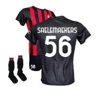ACM 1899 Completo Saelemaekers 56 Maglia Pantaloncini Neri e Calzettoni, Replica Ufficiale 2025/2026, Rossonera a Strisce, Adulto e Bambino (IT, Testo, XL)