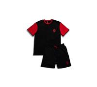 ACM 1899 Milan, Pigiama Corto Uomo Cotone, T-Shirt Maniche Corte e Pantaloncino, Pigiama Uomo Cotone Leggero Estivo, 100% Jersey di Cotone, Rosso e Nero, Taglia M