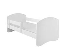 ACMA II Letto Junior 160x80 cm Bianco con Materasso e Rete a Doghe - Letto per Bambini da 3 anni con Sponde di Sicurezza, Portata fino a 120 kg, Variante senza Cassetto