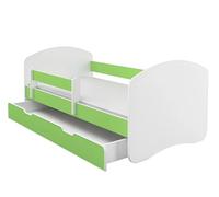 ACMA II Letto Junior 160x80 cm Verde con Materasso e Rete a Doghe - Letto per Bambini con Sponde di Sicurezza, Portata fino a 120 kg, Variante con Cassetto