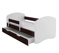 ACMA II Letto Junior 160x80 cm Wenge con Materasso e Rete a Doghe - Letto per Bambini con Sponde di Sicurezza, Portata fino a 120 kg, Variante con Cassetto