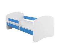 ACMA II Letto Junior 180x80 cm Blu con Materasso e Rete a Doghe - Letto per Bambini da 3 anni con Sponde di Sicurezza, Portata fino a 120 kg, Variante senza Cassetto