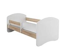 ACMA II Letto Junior 180x80 cm Sonoma con Materasso e Rete a Doghe - Letto per Bambini con Sponde di Sicurezza, Portata fino a 120 kg, Variante senza Cassetto