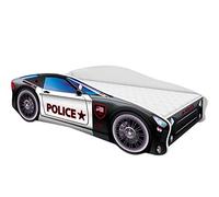 ACMA Letto Auto Bambino 140x70 cm Modello 3 con Materasso e Rete a Doghe - Letto Junior Auto per Bambino, Letto Bambini Design Auto per Cameretta con Sponda di Sicurezza
