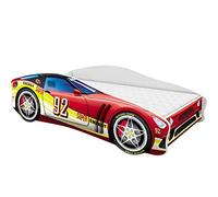 ACMA Letto Auto Bambino 140x70 cm Modello 4 con Materasso e Rete a Doghe - Letto Junior Auto per Bambino, Letto Bambini Design Auto per Cameretta con Sponda di Sicurezza