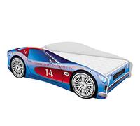 ACMA Letto Auto Bambino 160x80 cm Modello 2 con Materasso e Rete a Doghe - Letto Junior Auto per Bambino, Letto Bambini Design Auto per Cameretta con Sponda di Sicurezza