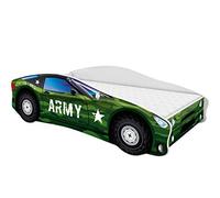 ACMA Letto Auto Bambino 160x80 cm Modello 7 con Materasso e Rete a Doghe - Letto Junior Auto per Bambino, Letto Bambini Design Auto per Cameretta con Sponda di Sicurezza