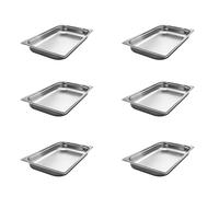 AcMax 6 contenitori GN 1/1 Gastronorm, in acciaio inox, 8,5 litri, profondità 65 mm