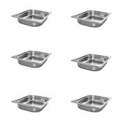 AcMax 6 contenitori GN 1/2 Gastronorm, in acciaio inox, 4 litri, profondità 65 mm
