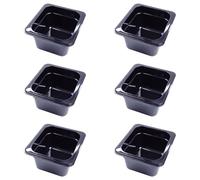 AcMax 6 contenitori GN 1/6 per gas GN, 1,6 litri, profondità 100 mm, in plastica, colore nero