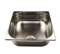 AcMax Lavabo in acciaio inox 354 mm x 325 mm x 100 mm con valvola di scarico universale.