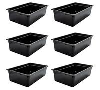 AcMax Set di 6 contenitori GN 1/1 Gastronorm GN 21 litri di profondità 150 mm plastica nera