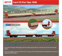 Acme 45117 set di 2 carri pianale Poz FS Tipo 1920 di Epoca III - 1:87 H0