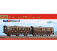ACME 55124 - Set di due carrozze a tre assi del Tipo 1931R FS in livrea castano/