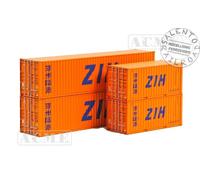 Acme 95041 - H0 1:87 - set di 4 container "ZIH" 2 da 20 e 2 da 40 piedi