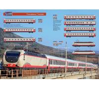 ACME “Frecciabianca” coppia e402B + 7 carrozze livrea bianca fasce e porte rosse