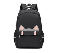 Acmebon Borsa da donna,zaino casual con gatto Borsa da scuola carina per ragazze adolescenti Nero