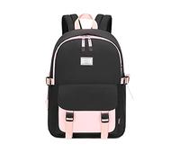 Acmebon Zaino per ragazza adolescenti, borsa casual da donna per la scuola Nero con rosa