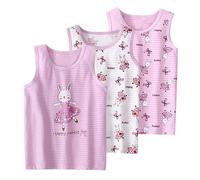 ACMEDE 3 pz Canotte da Ragazza in Cotone Canottiera Bambine e Ragazze Canotta Intima Stampata Carino Coniglio Ciliegia Canottiere Elastiche Canotte Bimba Top Senza Maniche per Bambina 1-12 Anni