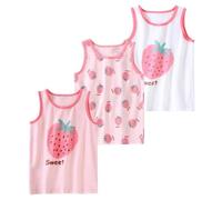 ACMEDE 3 pz Canotte da Ragazza in Cotone Canottiera Bambine e Ragazze Canotta Intima Stampata Carino Coniglio Ciliegia Canottiere Elastiche Canotte Bimba Top Senza Maniche per Bambina 1-12 Anni