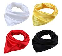 ACMEDE 4 Pack Sciarpa in Raso Donna Foulard Quadrato Sciarpa di Seta Multiuso Piccolo Sciarpa Quadrato Raso Fazzoletto da Collo, Bandane Quadrate Multicolori 23.62inch per Capelli e Testa (Stile 1)