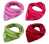 ACMEDE 4 Pack Sciarpa in Raso Donna Foulard Quadrato Sciarpa di Seta Multiuso Piccolo Sciarpa Quadrato Raso Fazzoletto da Collo, Bandane Quadrate Multicolori 23.62inch per Capelli e Testa (Stile 3)