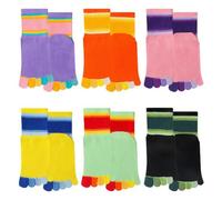 ACMEDE 6 paia di calzini per bambini calze 5 dita in cotone, bambina novità strisce colorate calzini con dita separate calzini alla caviglia con cinque dita per ragazze ragazzi 2-10 anni