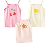 ACMEDE Canotta da Bambina in Cotone Top Senza Maniche per 0-3 Anni Neonata Cotone Canottiera da Bambina Canotte Floreale Stampata Bimba Canottiere Elastiche Confezione da 3