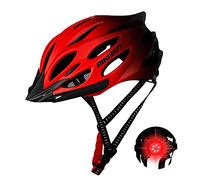 ACMEDE Casco Bici con Luce LED, Casco da Bici MTB con Visiera Solare Staccabile e Rete per Insetti, Casco da Bicicletta Adulti Super Leggero Casco da Ciclismo Uomo Donna Regolabile 54-61cm (Rosso)