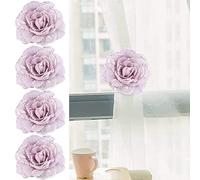 ACMEDE Elegante Fiore Fibbia in Tieback per Tenda Fermatenda Decorativa Tende Holdback per Tende, 4 Pezzi Fiori di Rosa Fermatende Magnetici per Tenda Decorazione di Casa Ufficio (40cm, Viola Rosa)