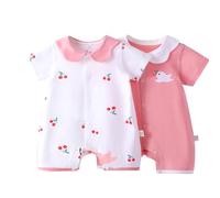 ACMEDE Neonato Pagliaccetto Tutina di Cotone, Pacco da 2 Bodysuits a Manica Corta Body Estivo Panda Dinosauro Tuta Pigiama Neonati Pagliaccetti Body a Scatto Bimbo 3-18 Mesi