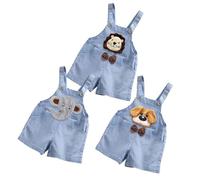 ACMEDE Salopette corte estive per bambini, in denim, 6-12 mesi, 2, 3 anni, per bambini, estive, pantaloni corti in denim cotone, Blu, 100