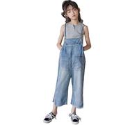 ACMEDE Salopette di Jeans da ragazze con spalline regolabili, Bambina ragazza Jeans tuta di denim pantaloni casual blu salopette moda spalline spaghetti salopette tempo libero per 4-18 anni