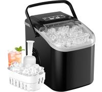 Acmeenjoy Macchina del Ghiaccio per Casa 12kg/24h, Autopulente Ice maker Silenzioso, S/L Ghiaccio, 8 Cubetti 6-8 Minuti, con Maniglia/Paletta/Cestello, per Cucina/Ufficio/Feste, Nero